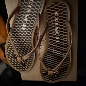 Coach Women's Brown Sandals with Bow Accent